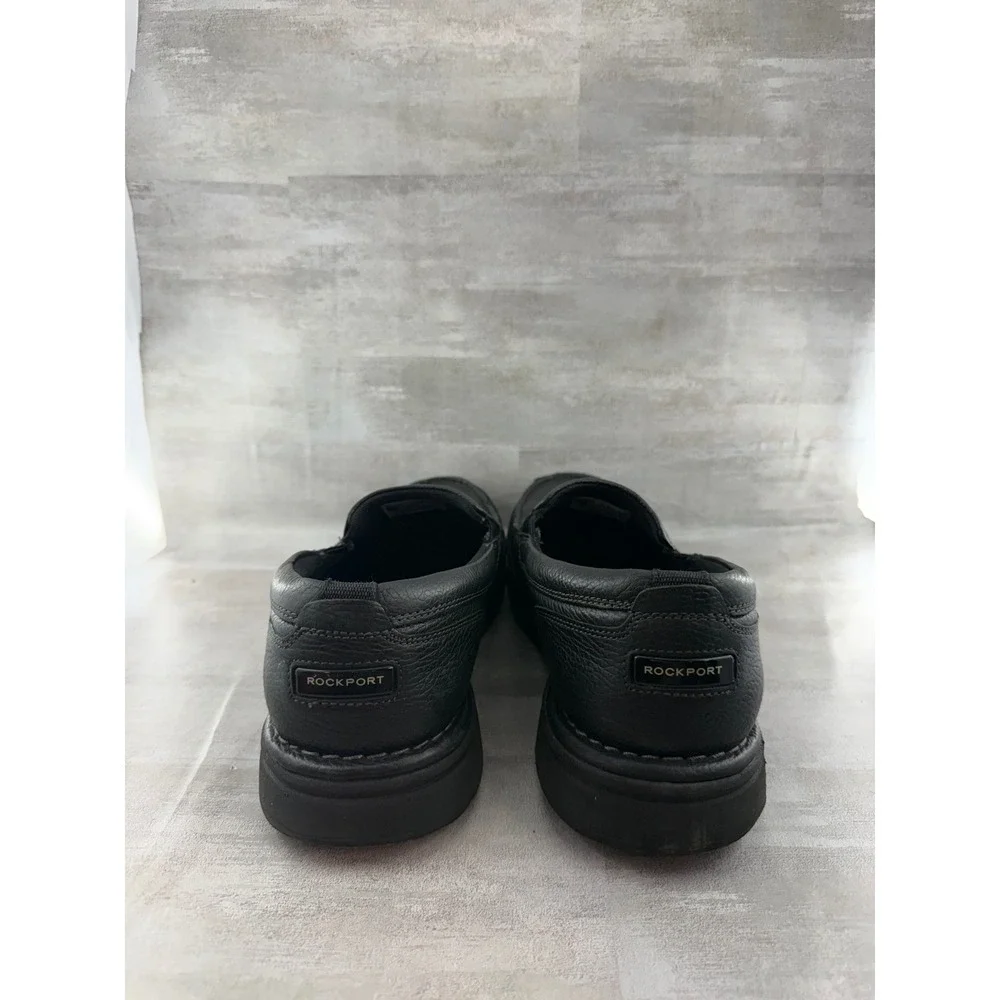 Rockport Men Black Leather Slip On Loafers CG8965 Moc Toe Shoes Size 12W